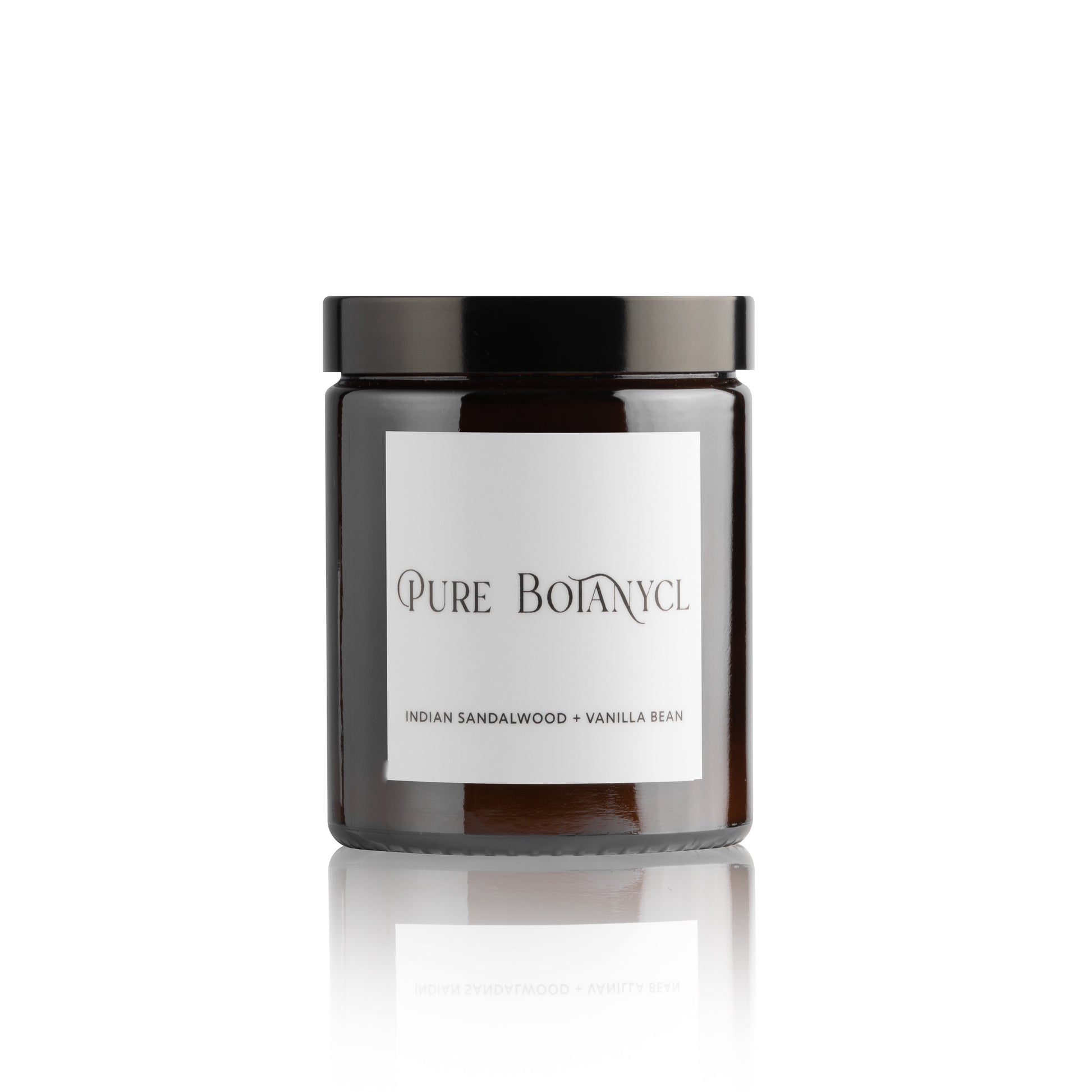 Pure Botanycl Soy Wax Candle in Indian Sandalwood and Vanilla Bean. Our Indian Sandalwood and Vanilla Bean Candle is an exotic aroma, combined with a hint of sweetness.   Combined into the formulation of this distinctive fragrance is a delightful dash of White Patchouli, Bergamot and Freesia.   As your candle continues to burn, the beautiful aromas of Clove, Cedarwood and Lilac will exude and enhance the full formulation of this one of a kind. 